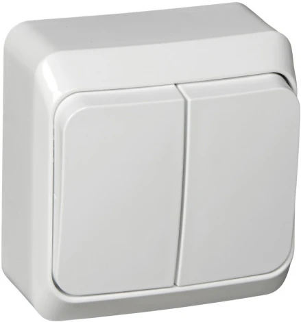 Выключатель накладной двухклавишный с подсветкой (белый) Systeme Electric BA10-006B