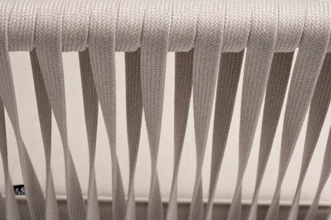 "Касабланка" диван 2-местный плетеный из роупа, каркас алюминий белый муар, роуп бежевый 20мм, ткань бежевая 15052 4SIS арт.УТ-00009934