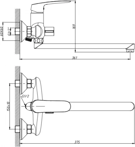 Смеситель 1 Orange Sonic M08-211cr универсальный