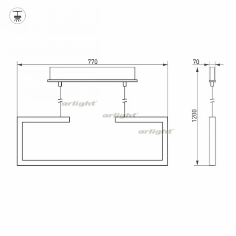 Подвесной линейный светильник LED SP-MARQUO-S770x70-20W Warm3000 (BK, 120 deg) (Arlight, IP20 Металл) 028203