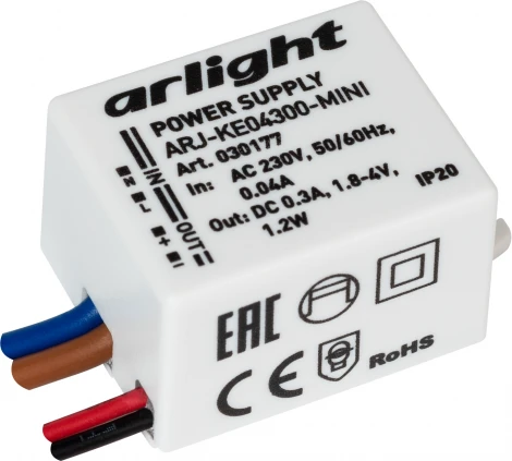 Блок питания ARJ-KE04300-MINI (1.2W, 300mA) (IP20 Пластик) 030177 Arlight ARJ