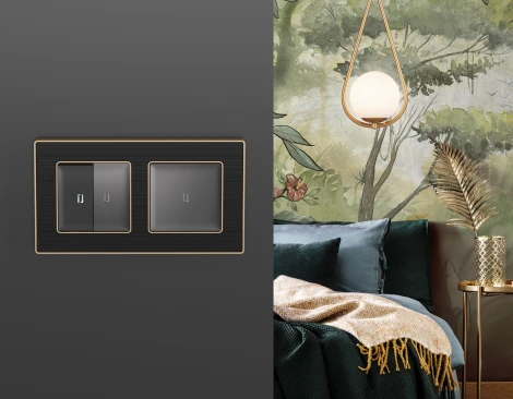 Лицевая панель Ambrella Volt ALFA (Графит Мягкое касание) для 1-клавишных выключателей с подсветкой QUANT AP9020