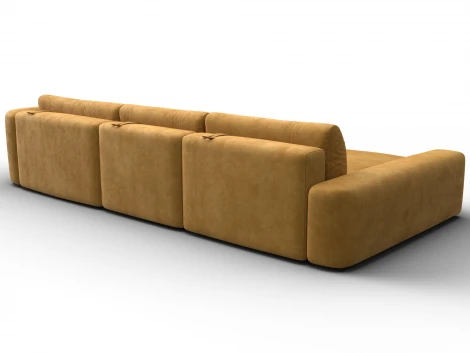 Диван угловой Лига-066 НПБ Лонг угол левый (ЛДСП,Фанера,Брус,Велюр/Желтый) Лига Диванов 131216L