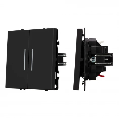 Механизм выключателя двухклавишный непроходной LED SWT-NOBE-MK02-SFPL-L-BK (230V, 10A) (Arlight) 054264