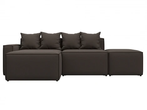 Диван угловой модульный Лига-063 угол левый (ДСП/Пластик/Рогожка/Коричневый) Лига Диванов 129784L