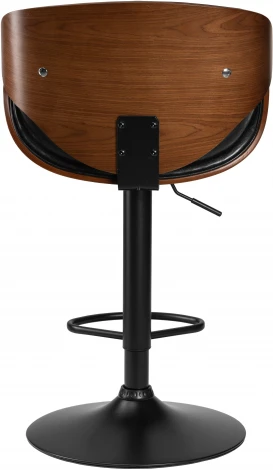 Стул барный DOBRIN KARTER BLACK (коричневый орех дерево (BWW), черный PU) 4905_BlackBase-LMZ BLACK, цвет сиденья PU, каркаса коричневый дерево, основания