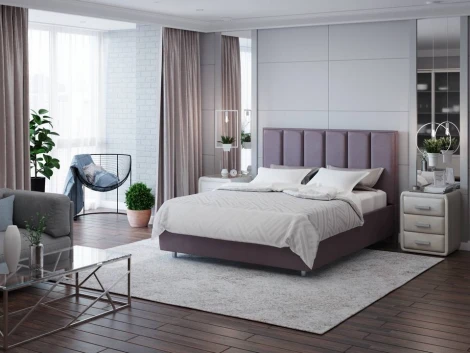 PROxSON Кровать Routa без основания (Ткань: Рогожка Тетра Слива) 90x200