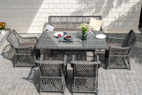 Плетеный стол из искусственного ротанга 160х90см, цвет графит 4SIS Латте YH-T4766G-1 graphite