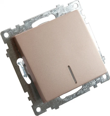 Выключатель одноклавишный с подсветкой (шампань) Stekker Катрин 39591