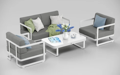 Комплект садовой мебели Виллино светло - серая, алюминий/стекло Gardenini LVLN.020400.S2