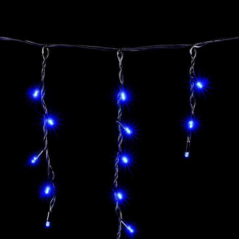 Гирлянда Бахрома 3,1 x 0,5 м Синяя 220В, 120 LED, Провод Черный Каучук, IP65