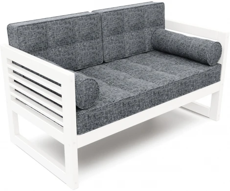 Диван Arsko прямой Сега М белая эмаль рогожка графитовая