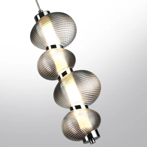 Подвесной светильник Odeon Light Bruco 5096/17L хром/дымчатый градиент/металл/стекло LED 17W 4000K (220V, на проводе, бусы)