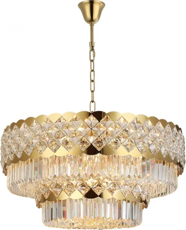 Подвесная люстра Newport 8300 8301/80 C gold polished (220V, хрусталь, на цепи)