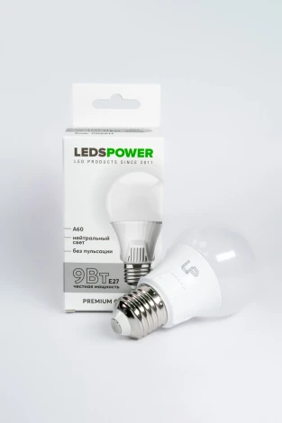 Лампочка светодиодная E27 9Вт 4000K LEDS POWER 006611