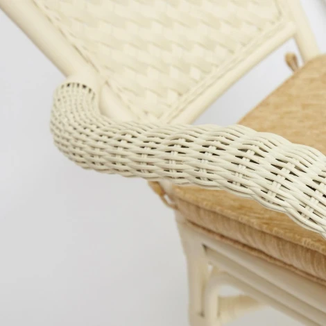 Комплект террасный ANDREA (стол кофейный со стеклом + 2 кресла + подушки) TCH White (белый) (ротанг)