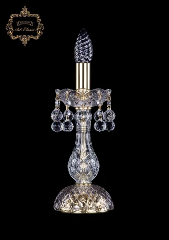 Интерьерная настольная лампа Art Classic 12.26 12.26.1-26.Gd.B (220V, хрусталь, подвески, подсвечник, свеча)