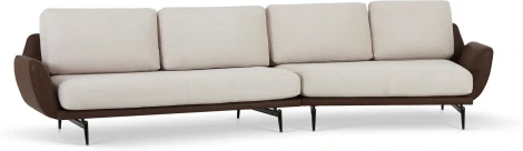 Диван Ispani угловой правый ОГОГО (арт.803483), (Ткань,Экокожа/Коричневый,Бежевый)