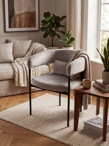 Стул СТАН, цвет H-09 Светло-серый, велюр / черный каркас M-City 64804