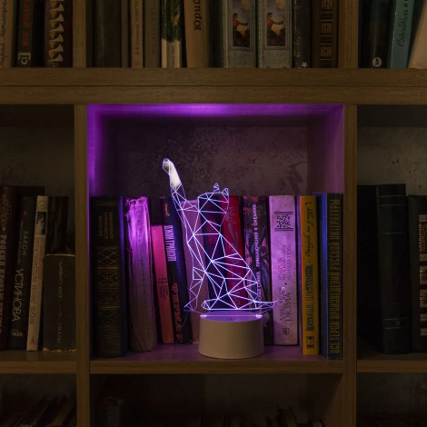 Интерьерная настольная лампа Uniel ULI-M501 RGB/3AAA CATTY/WHITE (для детской, LED, 220V, сенсорный выключатель, котики)
