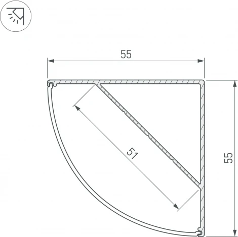 Профиль KANT-H55-2000 ANOD (Arlight, Алюминий) 044578