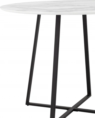 Стол обеденный Stool Group Дакота 100*100 белый мрамор ножки черные