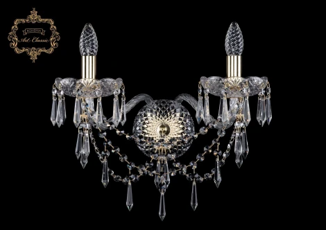 Бра Art Classic 10.23 10.23.2.200.XL.Gd.Dr (220V, хрусталь, подвески, подсвечник, свеча)