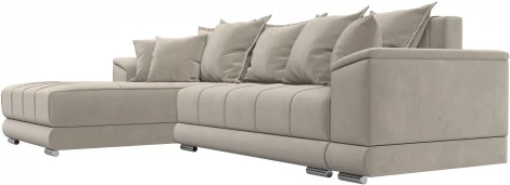 Диван угловой НордСтар левый угол (Бежевый/Микровельвет) Лига Диванов арт.121113L
