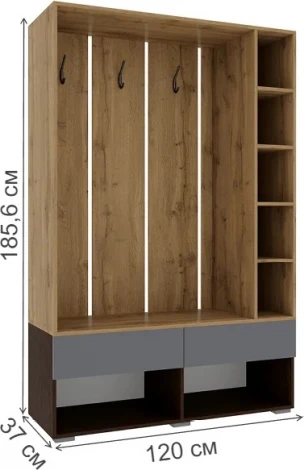 Готовая прихожая Роут (Роут венге / дуб вотан / графит софт) Woodville арт.593726