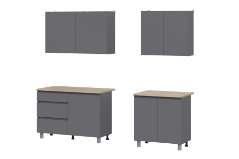 Готовая Кухня Денвер Арника 2 м, Графит серый, Сонома