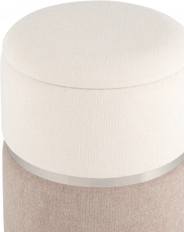 Пуф Кэрри с ящиком серебро шенилл серо-бежевый УТ000036808