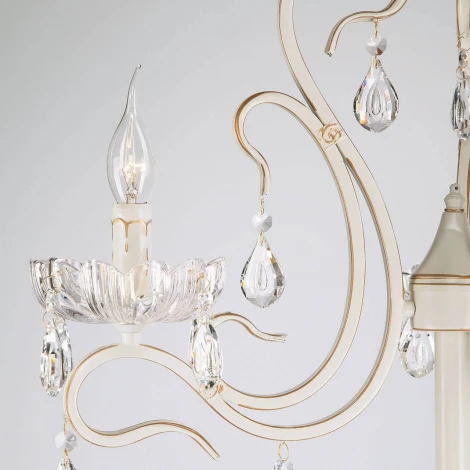 Торшер Eurosvet 12205 12205/3F белый (хрусталь Strotskis, подвески, выключатель, подсвечник, свеча, под старину)