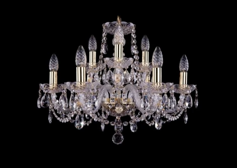 Подвесная люстра Bohemia 1402 1402/6+3/195/G (220V, хрусталь, на цепи, подсвечник, свеча)