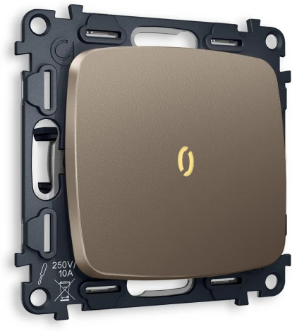 Комплект механизма Ambrella Volt 1-клавишного проходного выключателя с подсветкой 3200K OMEGA MO632030 Темная бронза матовый QUANT