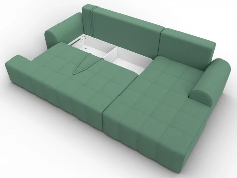 Диван угловой Лига-080 угол правый (ДСП/Пластик/Рогожка/Зеленый) Лига Диванов 134744