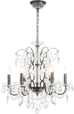 Подвесная люстра Crystal Lux ODELIS SP6 BROWN (220V, подвески, на цепи, подсвечник, свеча)