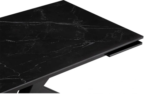 Керамический стол Woodville Бронхольм 140(200)х80х77 черный мрамор / черный 532397