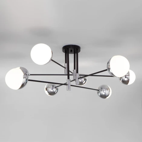 Умная потолочная люстра на штанге Eurosvet Nuvola 70129/8 хром (220V, шарики)