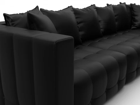 Диван угловой Лига-052 НПБ Лонг угол универсальный (ЛДСП,Брус,Фанера/Пластик/Экокожа/Черный) Лига Диванов 129916