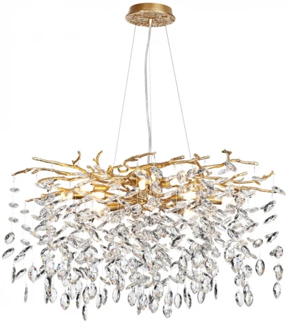 Подвесная люстра Odeon Light Delica 4969/10 HALL античн.бронза/алюмин./хрусталь G9 10*40W (220V, на тросе, лепестки, ветки)