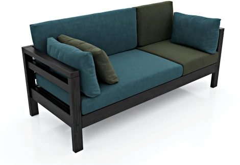 Диван Arsko прямой Домино Б венге велюр голубой/зеленый