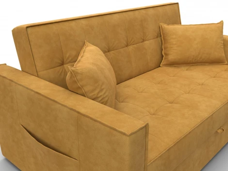 Диван прямой Лига-104 (140) (ЛДСП,Брус,Фанера,Велюр/Желтый) Лига Диванов 134863