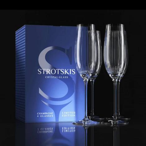 Хрустальные бокалы Adajio, шампанское (4 шт.) 0603/4 Strotskis
