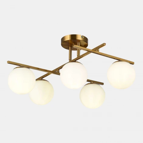 Потолочная люстра на штанге Evoluce SLE1195 SLE1195-302-05 Латунь/Белый E14 5*40W