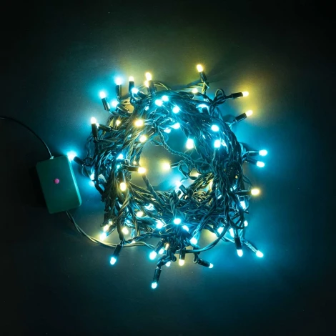 Гирлянда Нить с Колпачком 15м Разноцветная 220В, 100 LED, Провод Черный Каучук, IP65