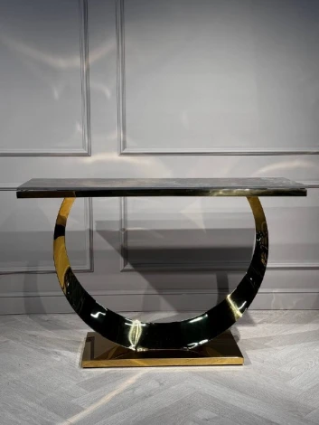 Стол-консоль IST-CASA Прайм IST-803,120х40х78 см, черный мрамор/золотой