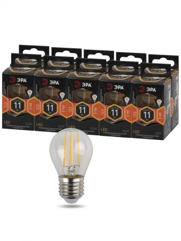 Лампочка светодиодная филаментная E27 11W ЭРА F-LED P45-11w-827-E27