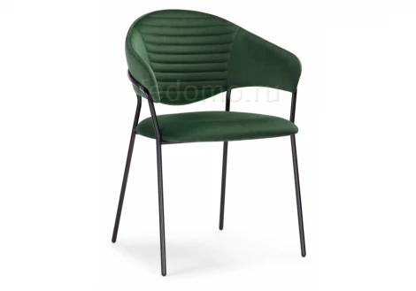 Стул Woodville на металлокаркасе Рансол темно-зеленый / черный глянец 483861