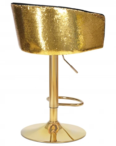 Стул барный DOBRIN DARCY GOLD SHINY (черный велюр с золотыми пайетками) 5025_GoldBase_Shiny-LM SHINY, цвет сиденья черный пайетками, основания золото