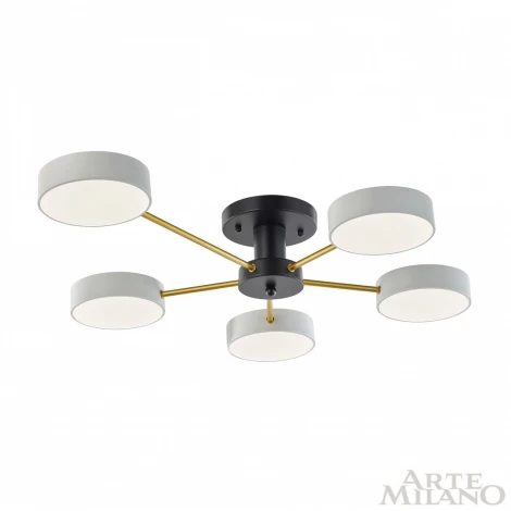 Потолочная люстра на штанге Arte Milano Ferrara 252006/5 Bk/Wh (LED, 220V, круглые)